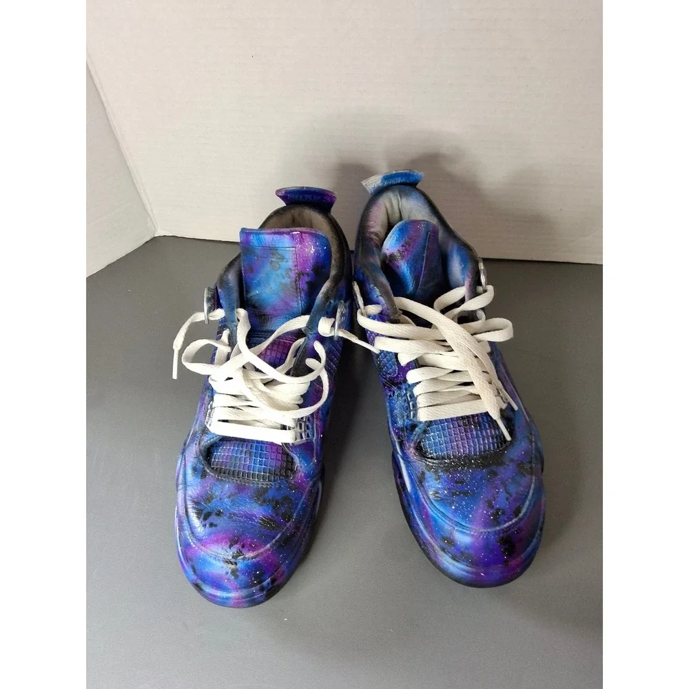 Nike Air Jordan 4 Retro Custom Galaxy Nebula Painted Sneaker Mens10.5 308497-102